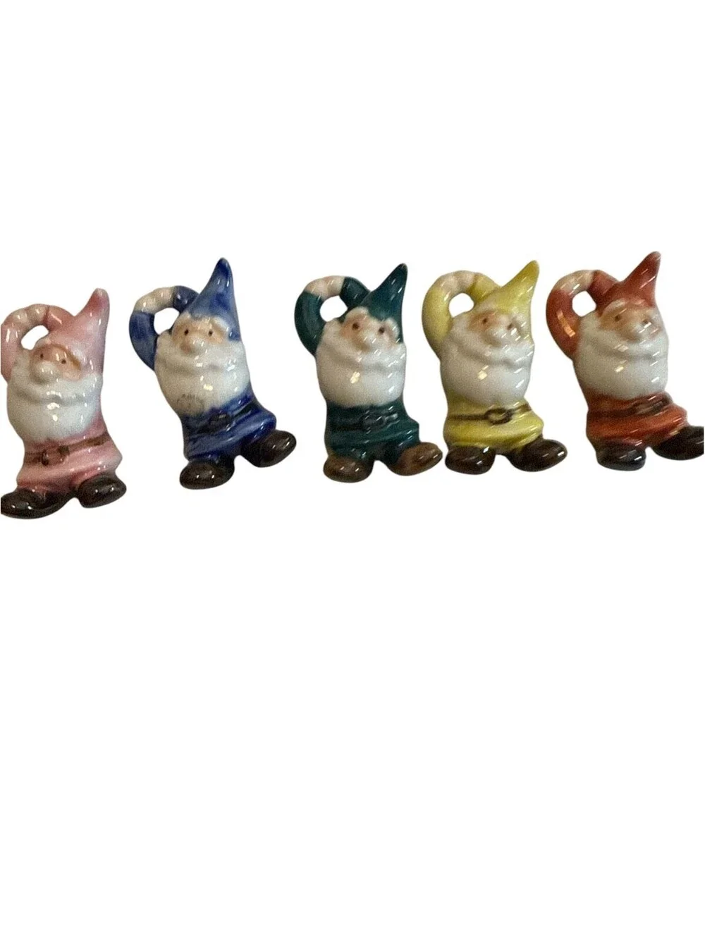 Hashicco Gnome Chopstick Rests 5-Pc Ceramic Set with Wooden Stand